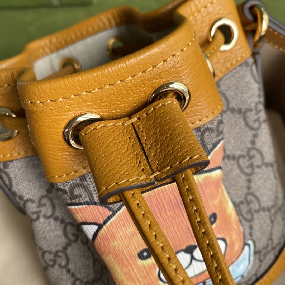 Gvc*1 Ophidia Logo GG Leather Bucket Bag Replica 660304