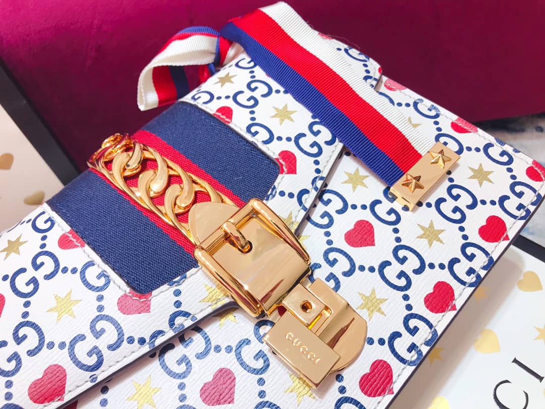 Gvc*1 Sylvie Small Leather Shoulder Bag Replica White Blue 421882