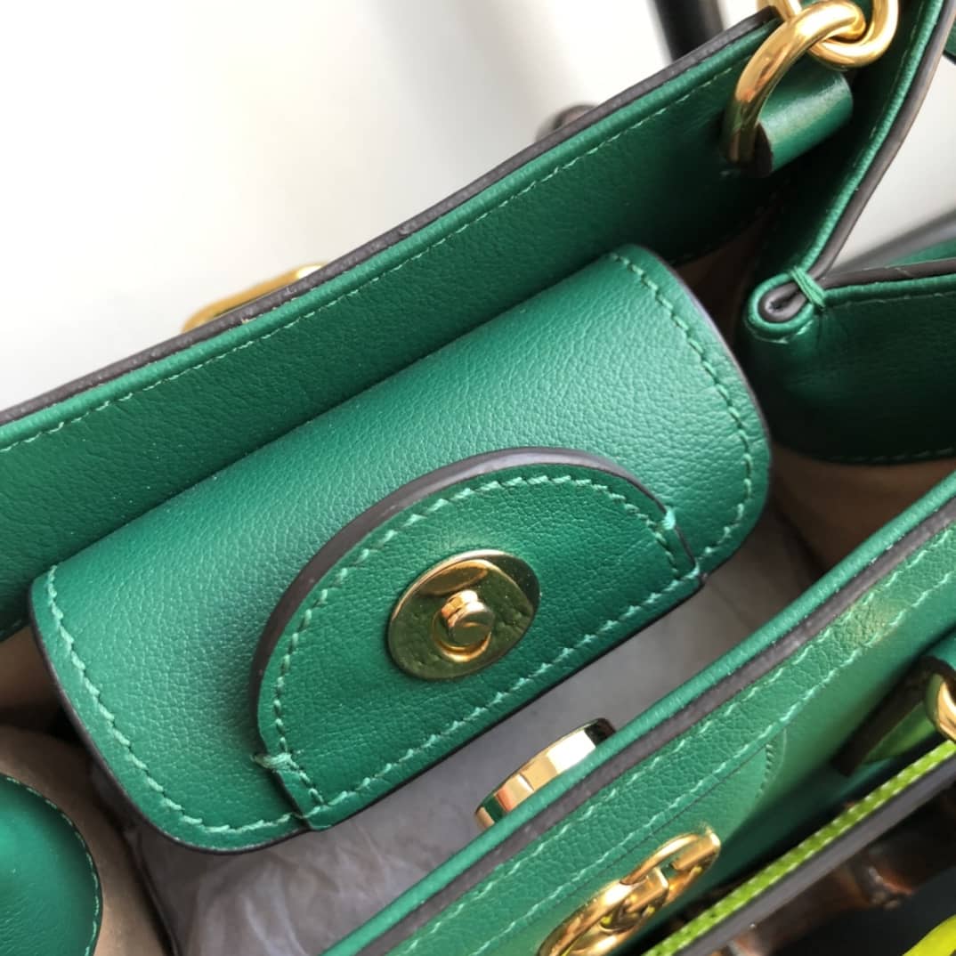 Gvc*1 Diana Mini Bamboo Tote Bag Replica Green 655661