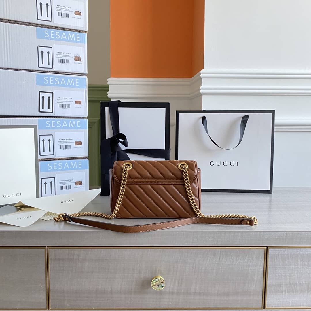Gvc*1 GG Marmont Mini Matelasse Shoulder Bag Replica Brown 446744