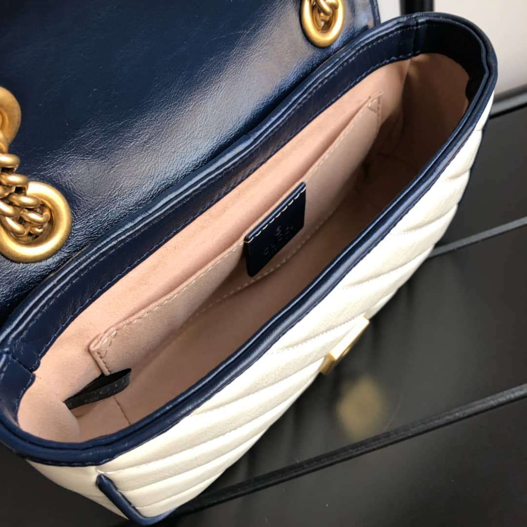 Gvc*1 GG Marmont Mini Matelasse Shoulder Bag Replica White 446744