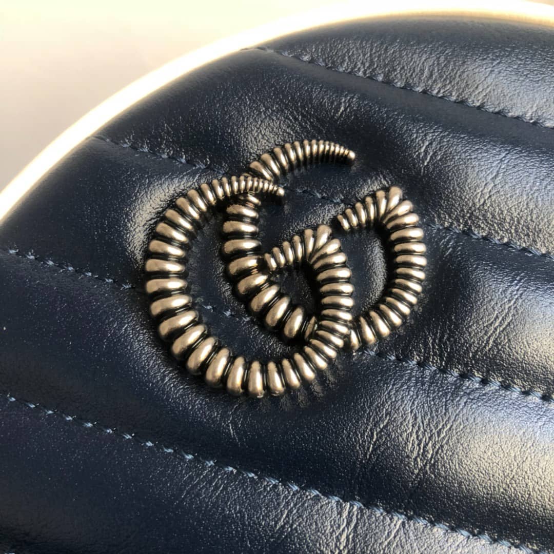 Gvc*1 GG Marmont Round Mini Shoulder Bag Replica Blue 550154