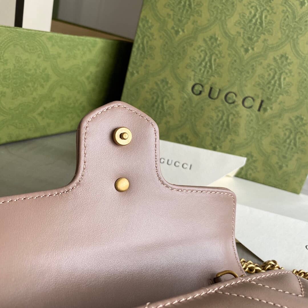 Gvc*1 GG Marmont Matelasse Leather Mini Shoulder Bag Replica Pink 476433