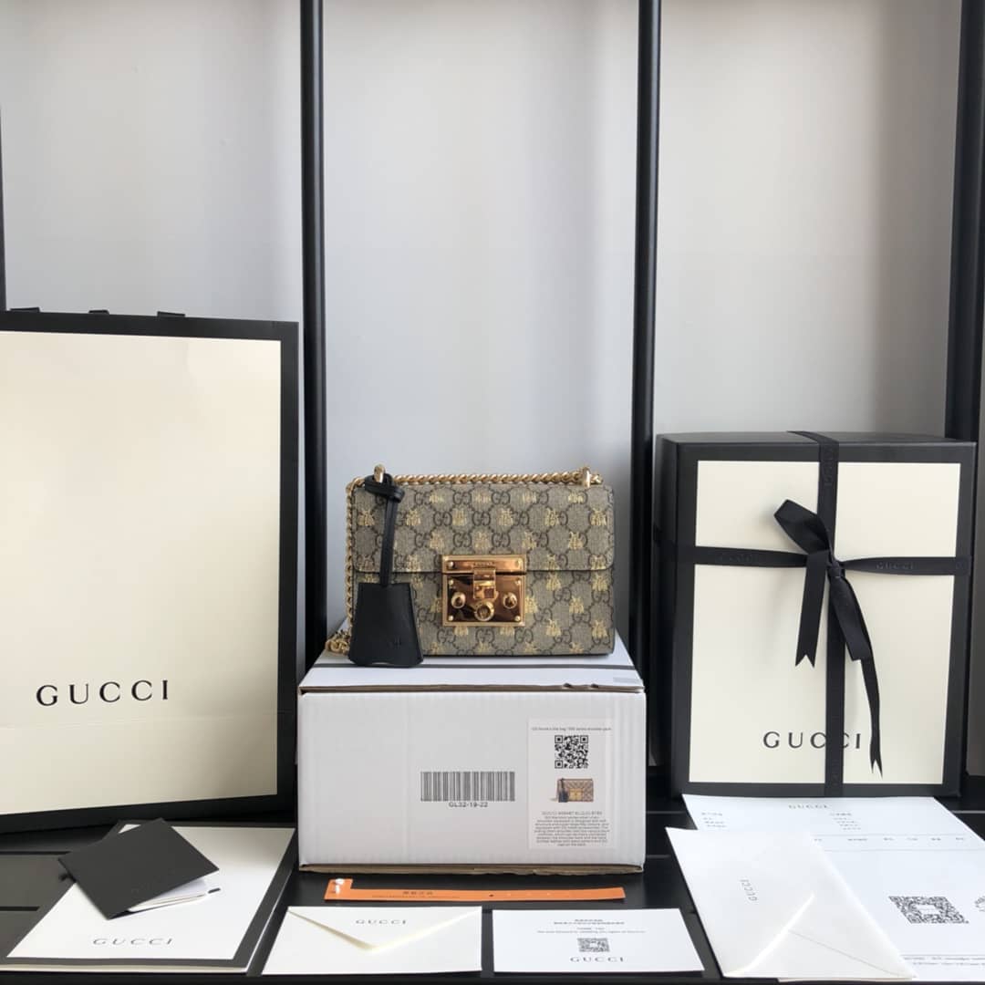 Gvc*1 Padlock Small GG Chain Shoulder Bag Replica Brown 409487