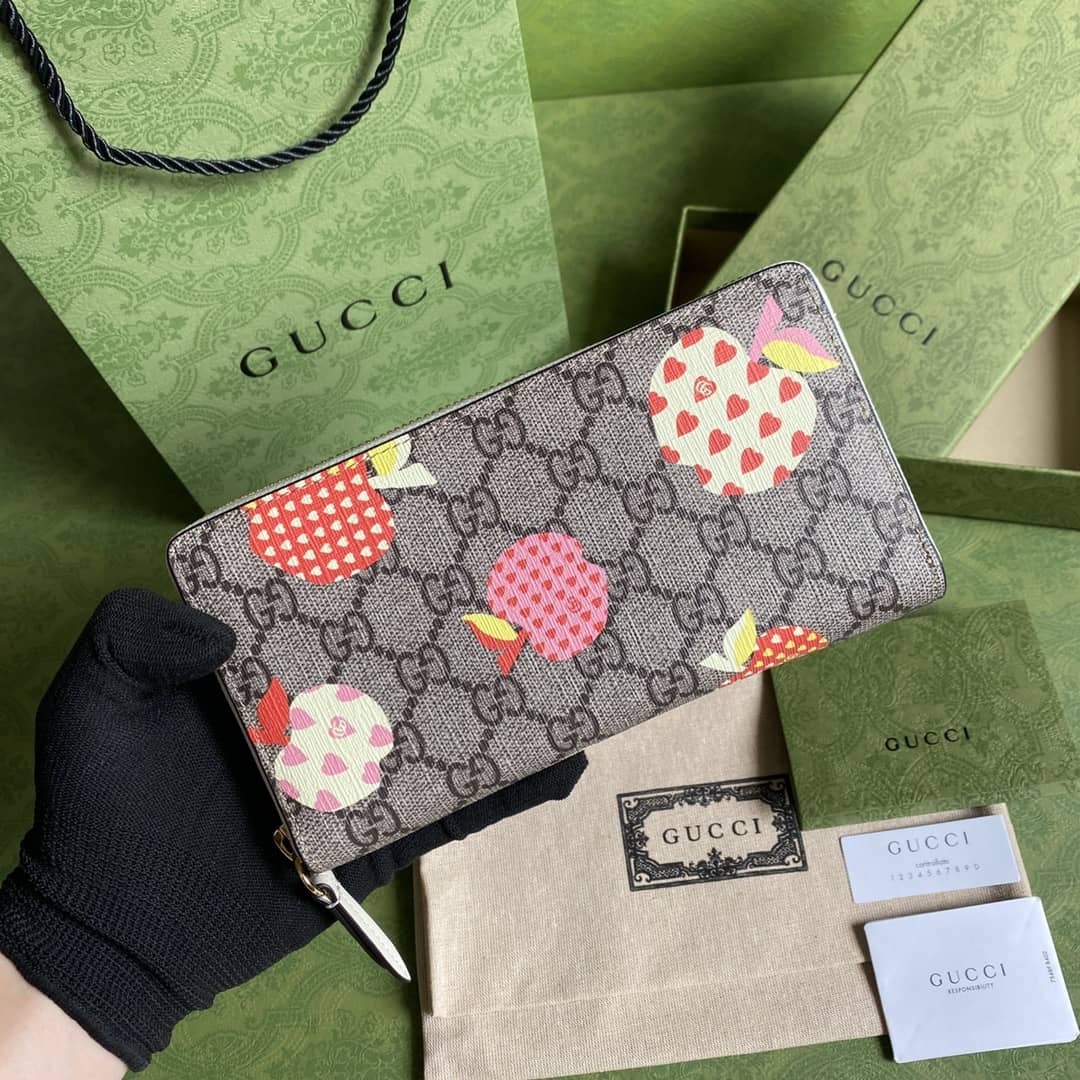 Gvc*1 GG Apple Print Zip Around Long Wallet Replica 663924