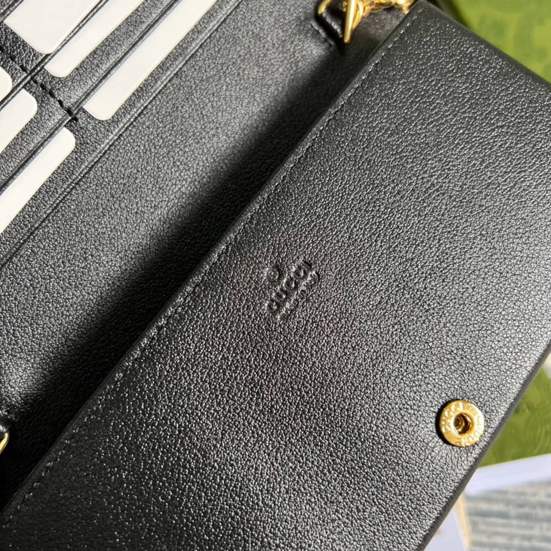 Gvc*1 GG Wallet With Chain Black 676155 Replica