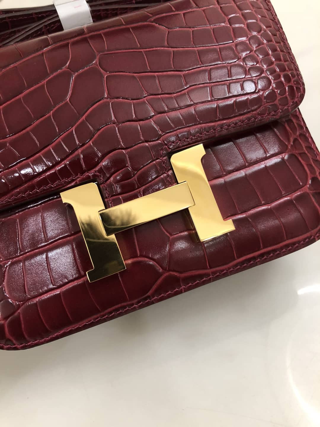H**me5 Replica Constance 18CM Crocodile Shiny Bag