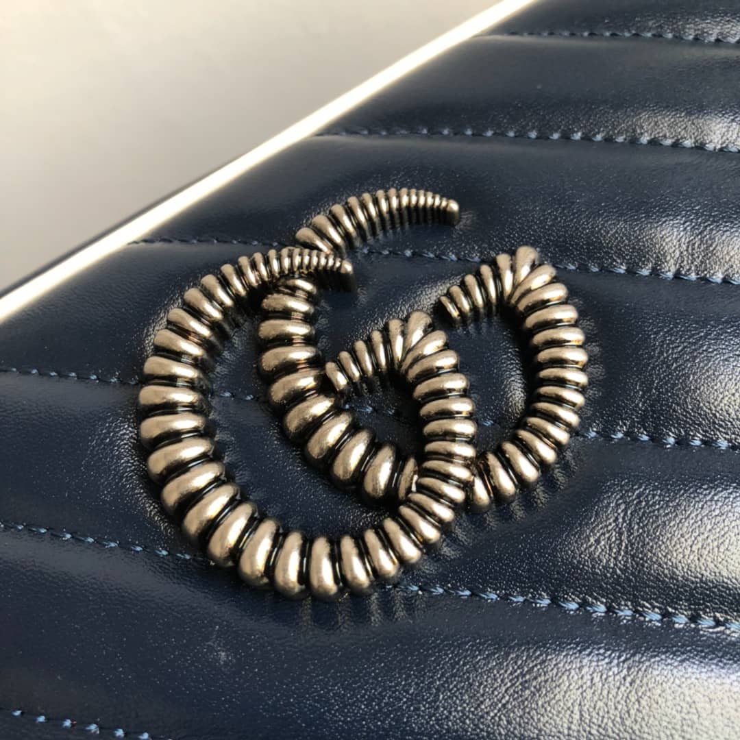 Gvc*1 GG Marmont Small Shoulder Handbag Camera Bag Replica Blue 447632