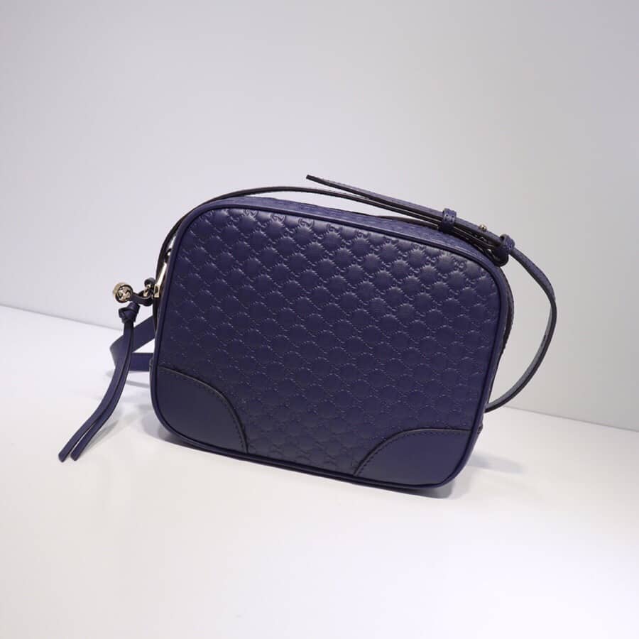 Gvc*1 Bree Gvc*1ssima GG Leather Canvas Camera Bag Replica Blue 449413