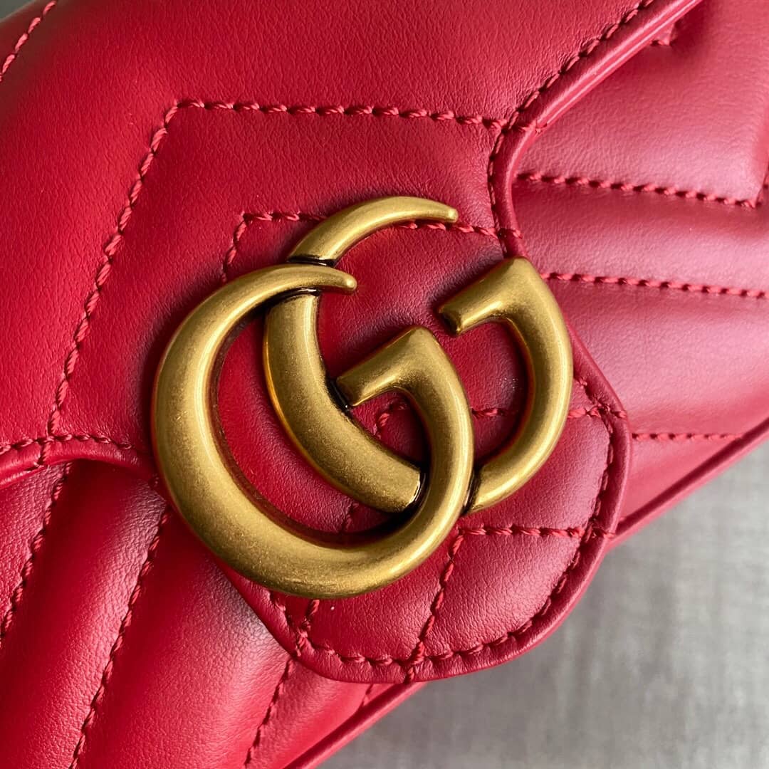 Gvc*1 GG Marmont Matelasse Leather Mini Shoulder Bag Replica Red 476433