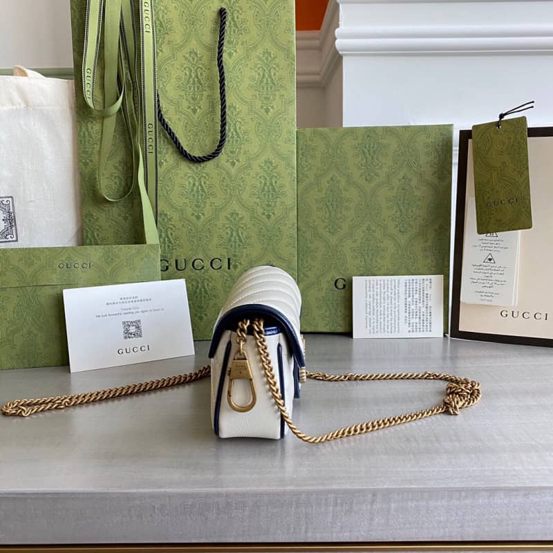 Gvc*1 GG Marmont Mini Matelasse Leather Shoulder Bag Replica White 574969