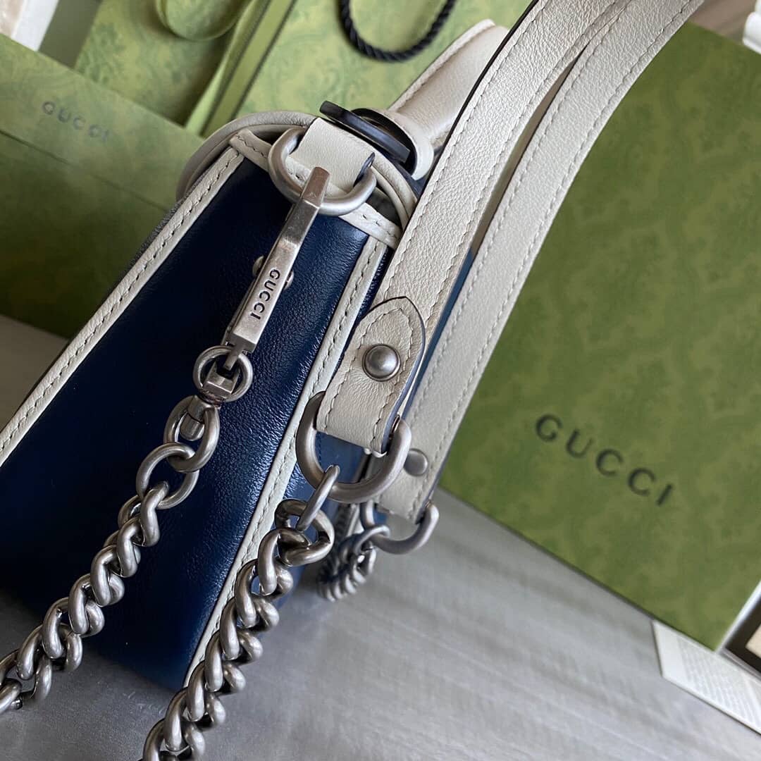 Gvc*1 GG Marmont Mini Top Handle Bag Replica Blue 583571