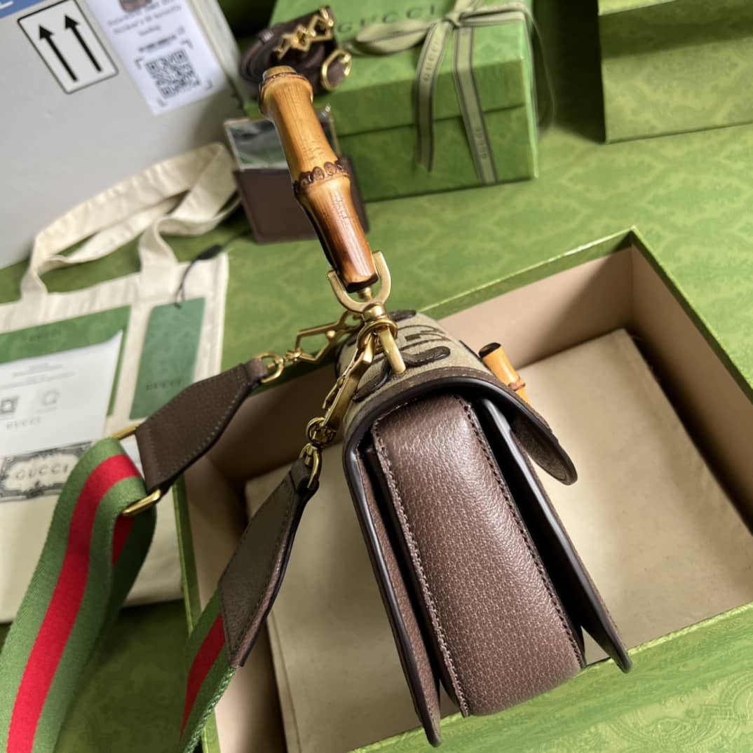 Gvc*1 Small Jumbo GG Shoulder Bag With Bamboo Dark Coffee 675797 Replica