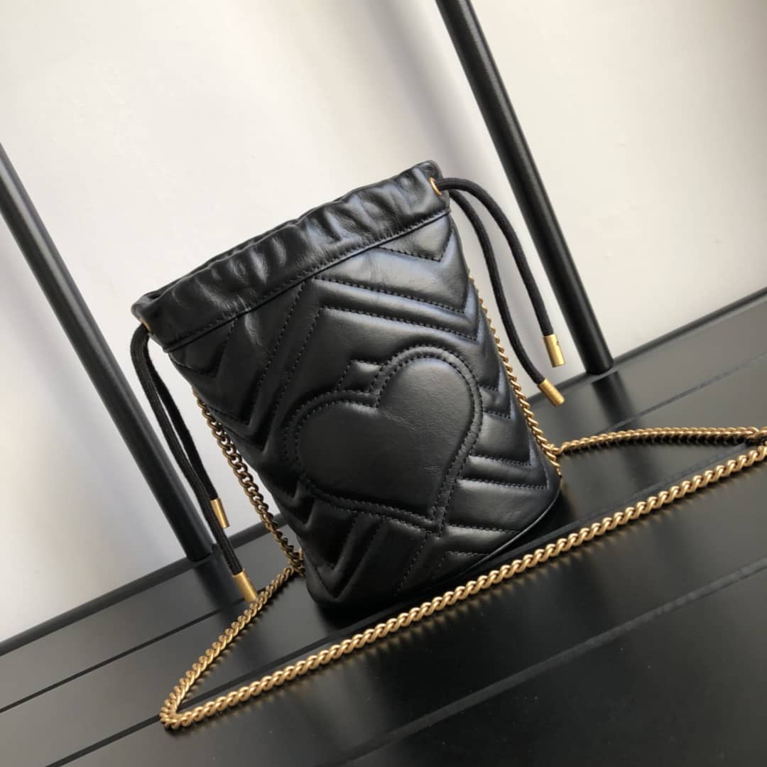 Gvc*1 GG Marmont Mini Bucket Crossbody Bag Replica Black 575163