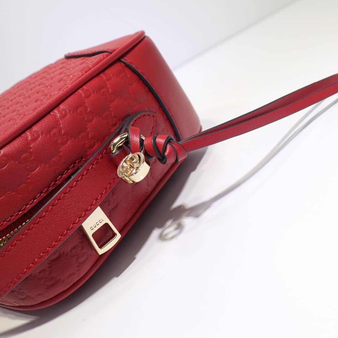 Gvc*1 Bree Gvc*1ssima GG Leather Canvas Camera Bag Replica Red 449413