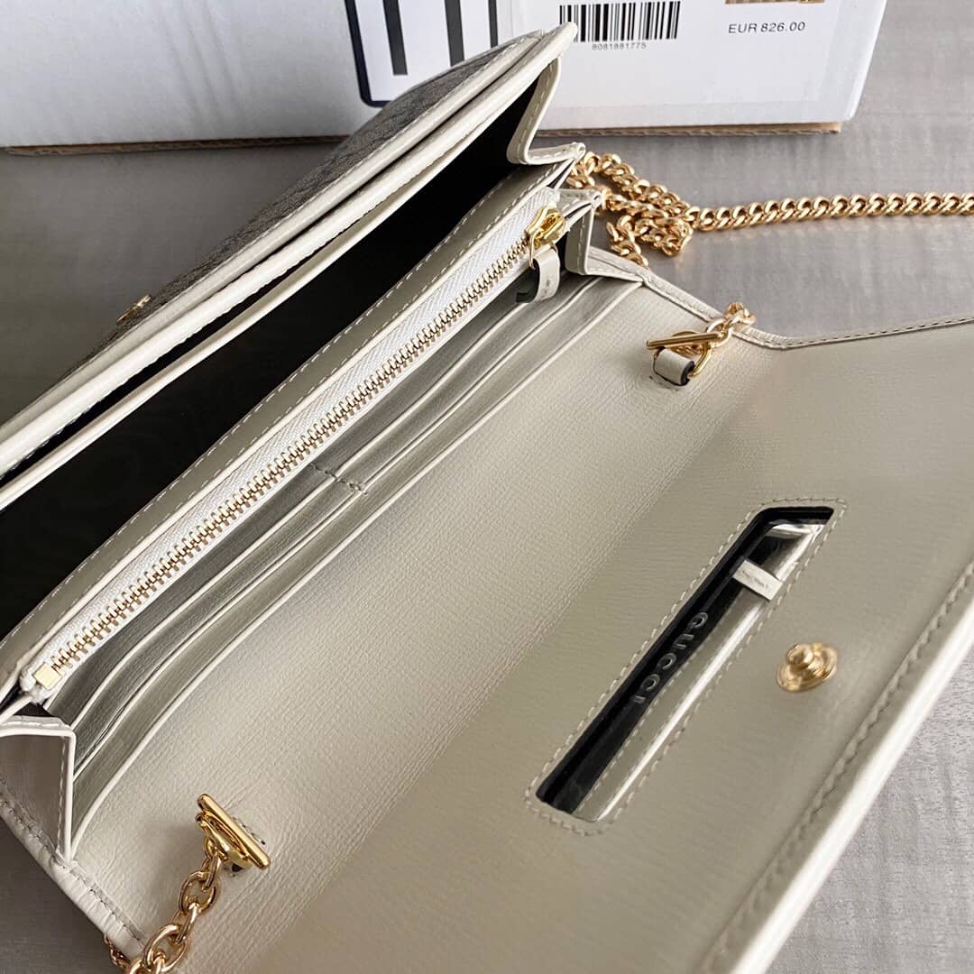 Gvc*1 Horsebit Bag Dupe 1955 Zip Around Wallet With Chain Replica White 621888