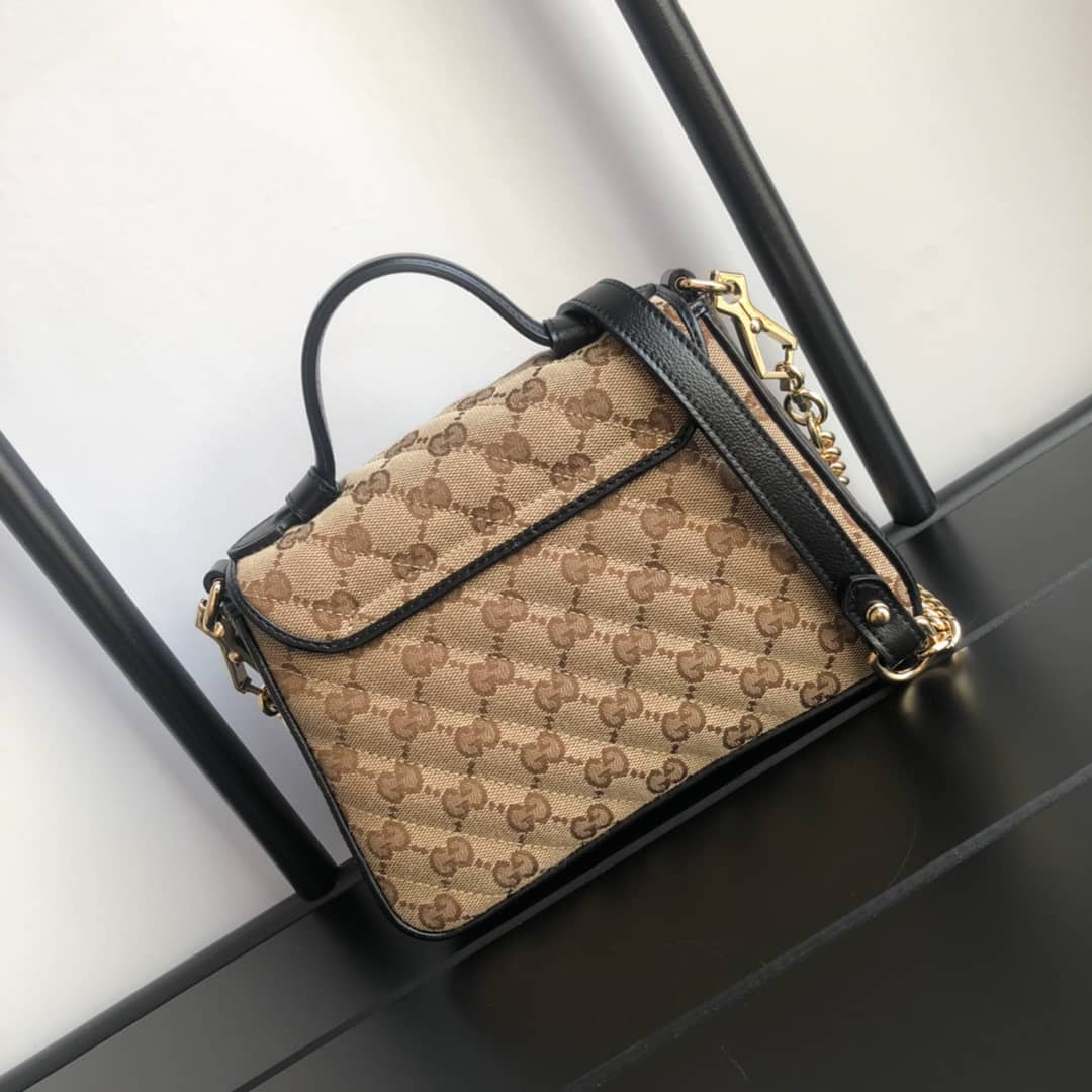 Gvc*1 GG Marmont Mini Top Handle Bag Replica Black 583571