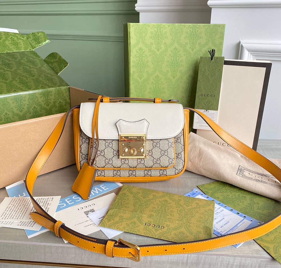 Gvc*1 Padlock Mini GG Svp*me Shoulder Bag Replica White 658487