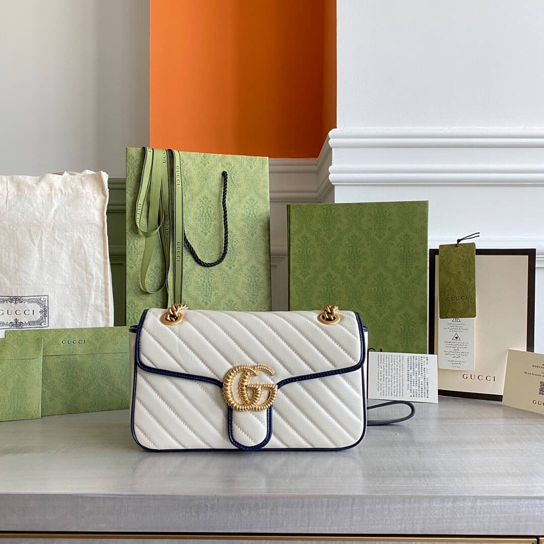 Gvc*1 GG Marmont Matelasse Shoulder Bag Replica White 443497