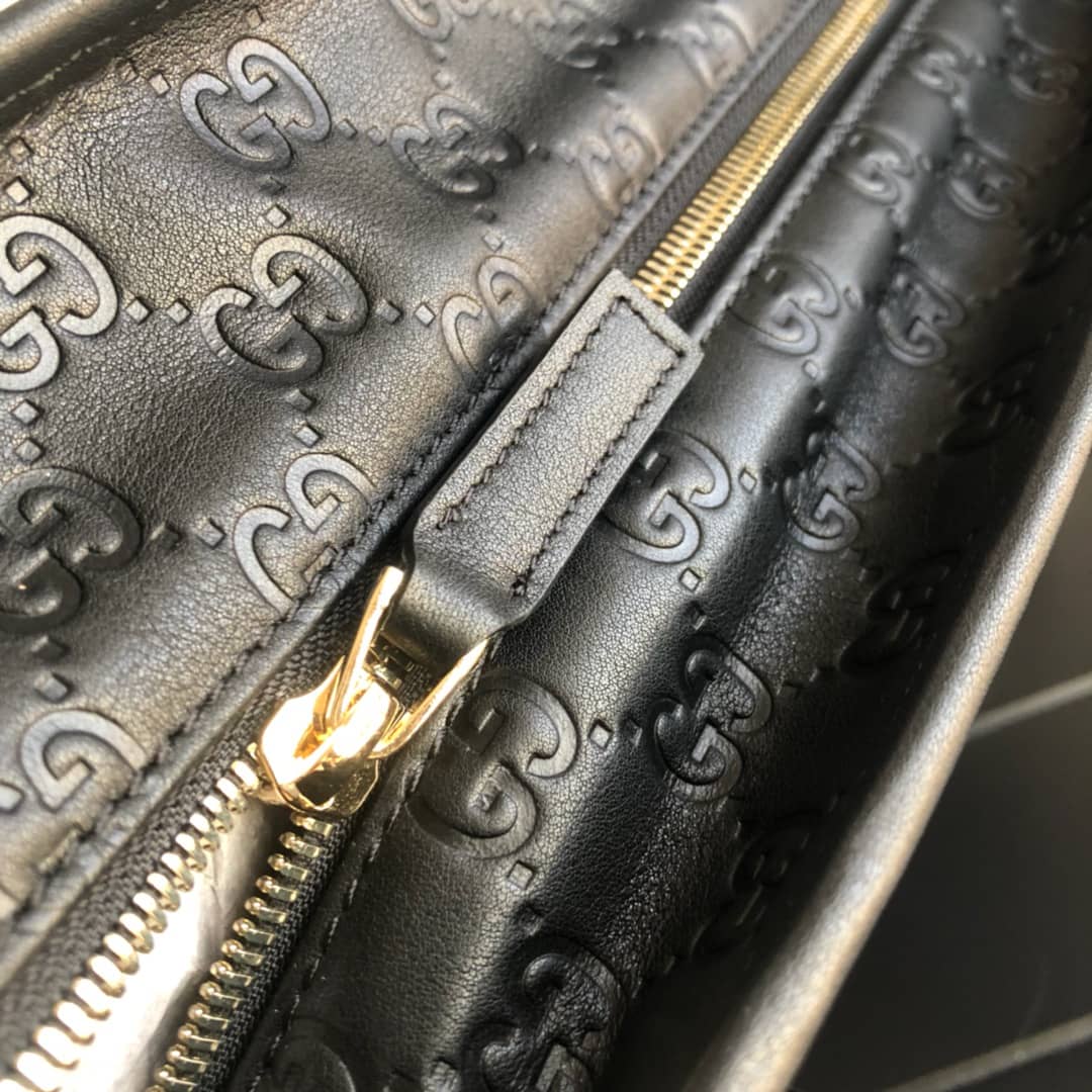 Gvc*1 GG Plus Large Zip Top PVC Replica Tote Black 211137