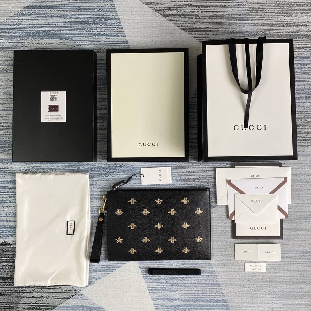 Gvc*1 Mens Bee Star Leather Pouch Replica 495066