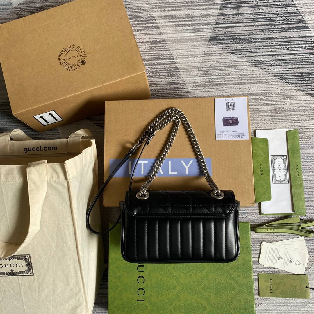 Gvc*1 GG Marmont Mini Matelasse Shoulder Bag Replica Black 446744