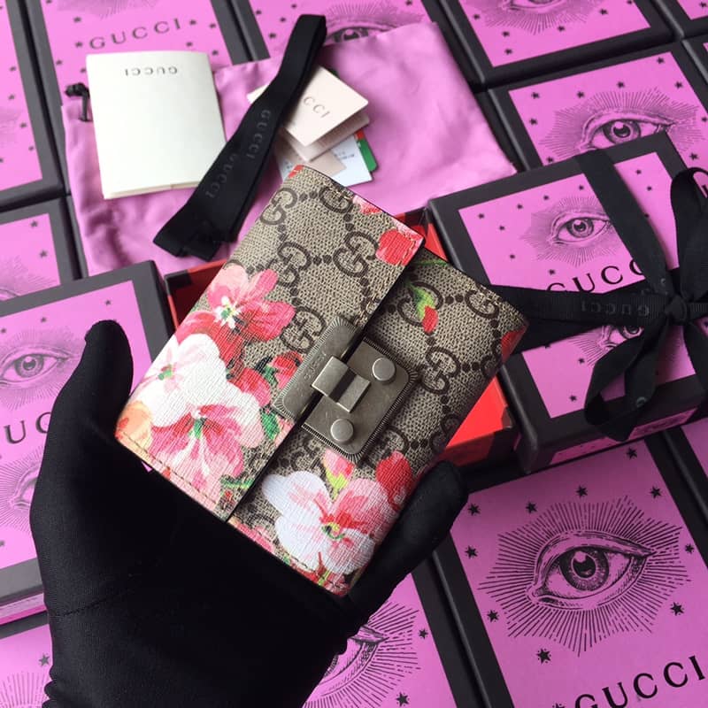 Gvc*1 Padlock Bee Star Print Calfskin Wallet Replica 453155