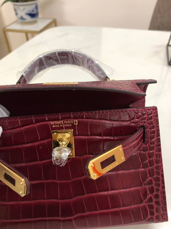 H**me5 Kelly Mini 19CM Crocodile Shiny Replica Bag
