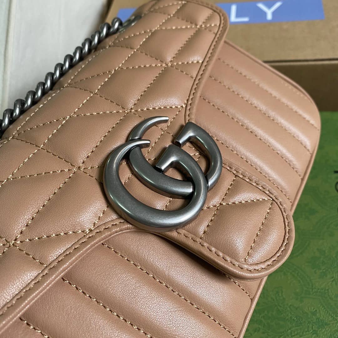 Gvc*1 GG Marmont Matelasse Shoulder Bag Replica Brown 443497