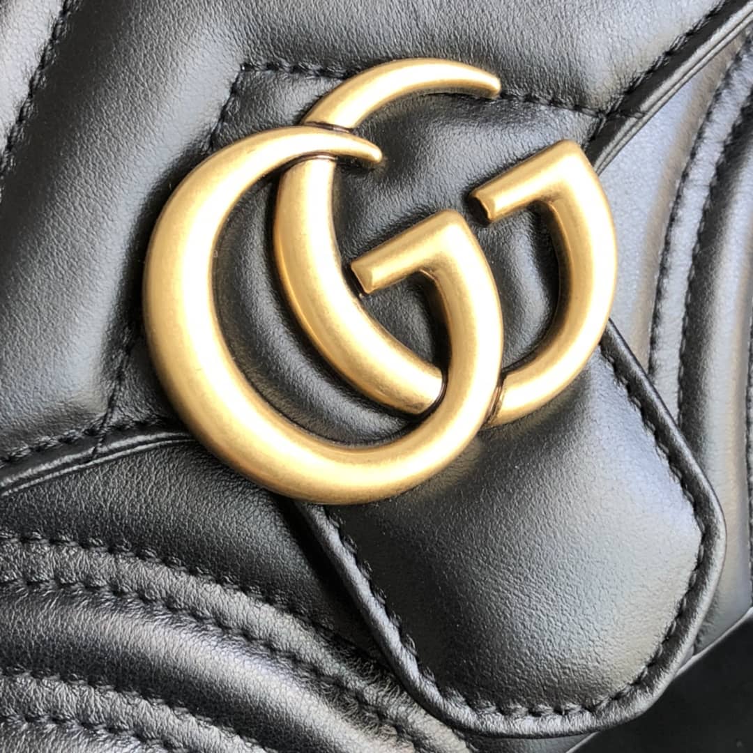 Gvc*1 GG Marmont Mini Leather Top Handle Bag Replica Black 547260