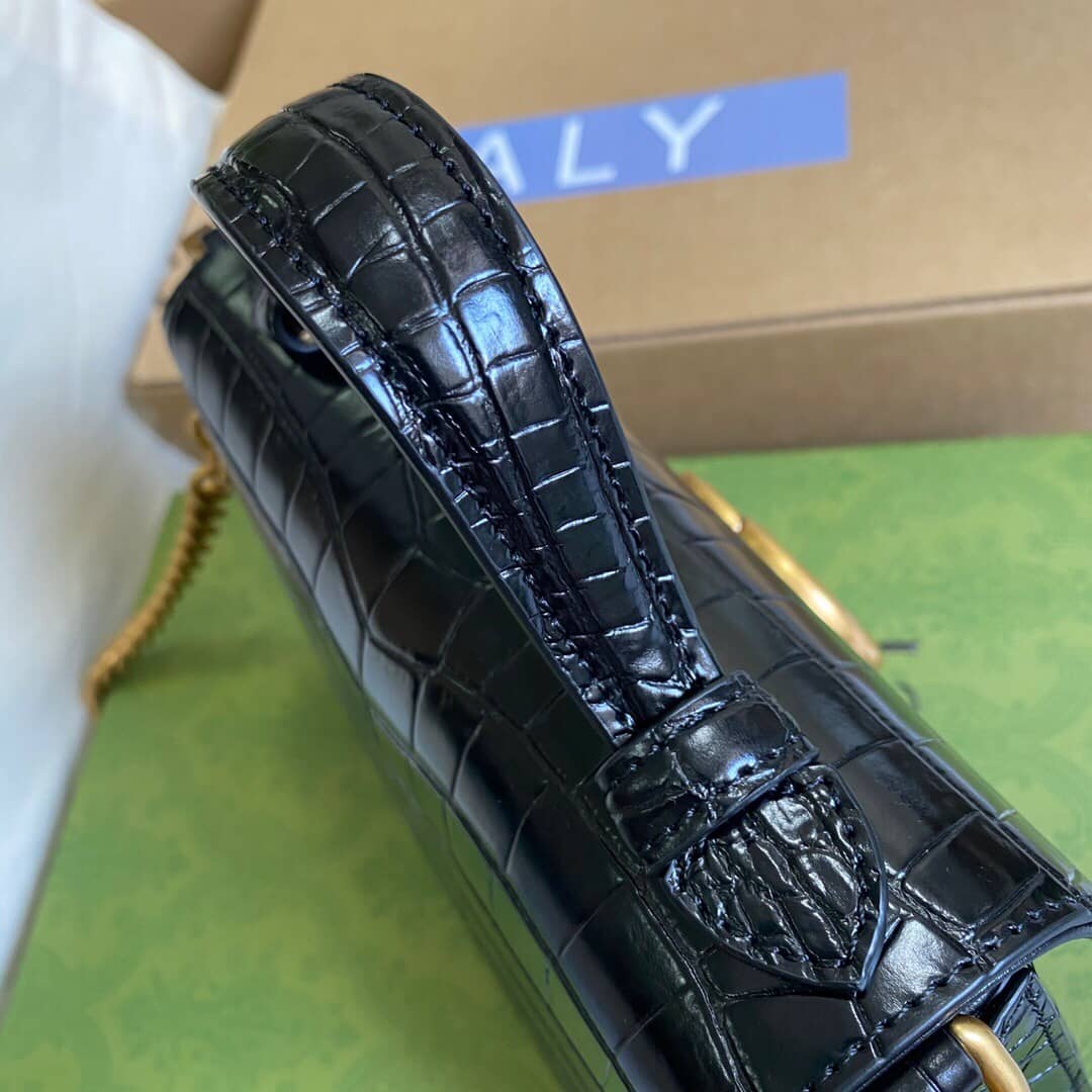 Gvc*1 GG Marmont Mini Leather Top Handle Bag Replica Black 547260