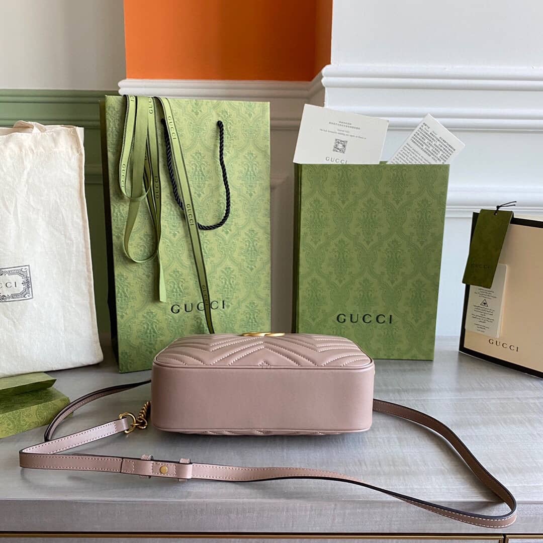 Gvc*1 Handbag Dupes GG Marmont Small Shoulder Handbag Camera Bag Replica Pink 447632