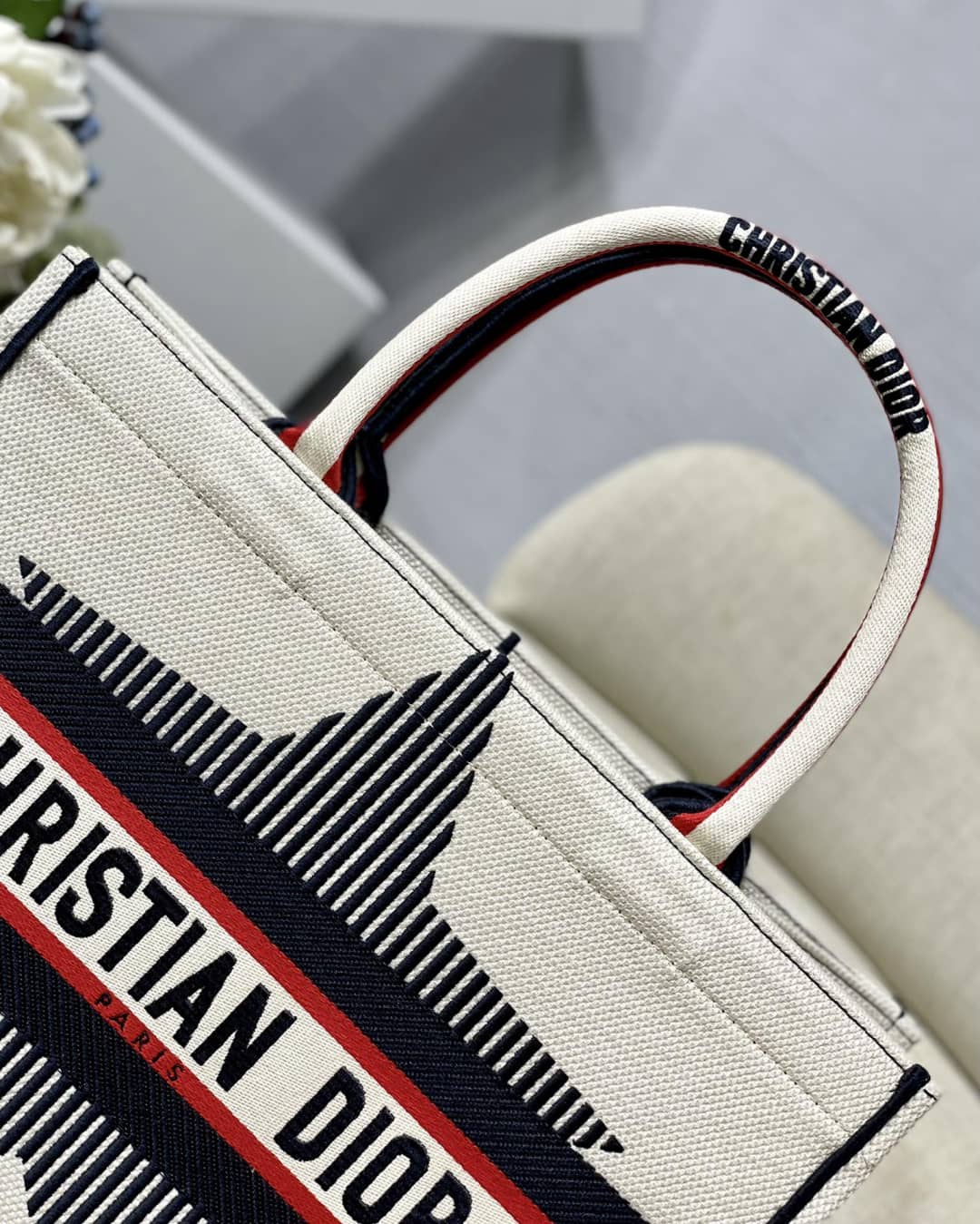 Chr1st1an D10r CD Book Embroidery Replica Tote