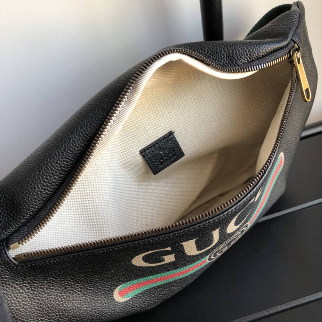 Gvc*1 Print Leather Belt Waist Bum Bag Replica Black 493869