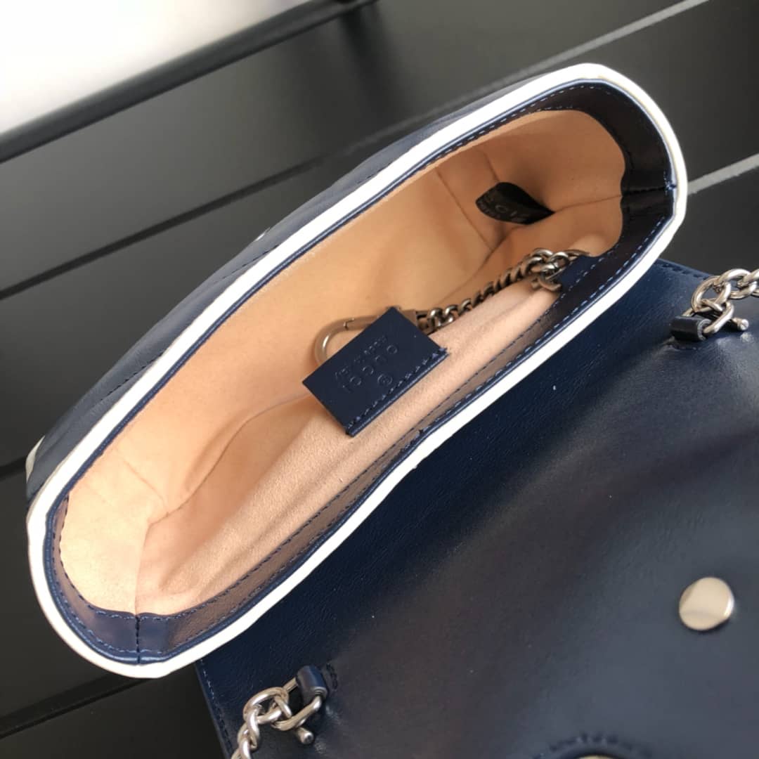 Gvc*1 GG Marmont Mini Matelasse Leather Shoulder Bag Replica Blue 574969