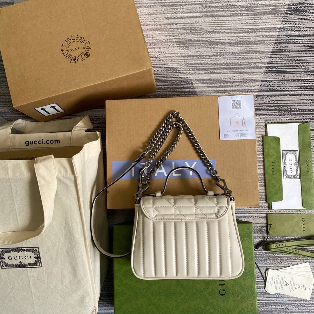 Gvc*1 GG Marmont Mini Top Handle Bag Replica White 583571