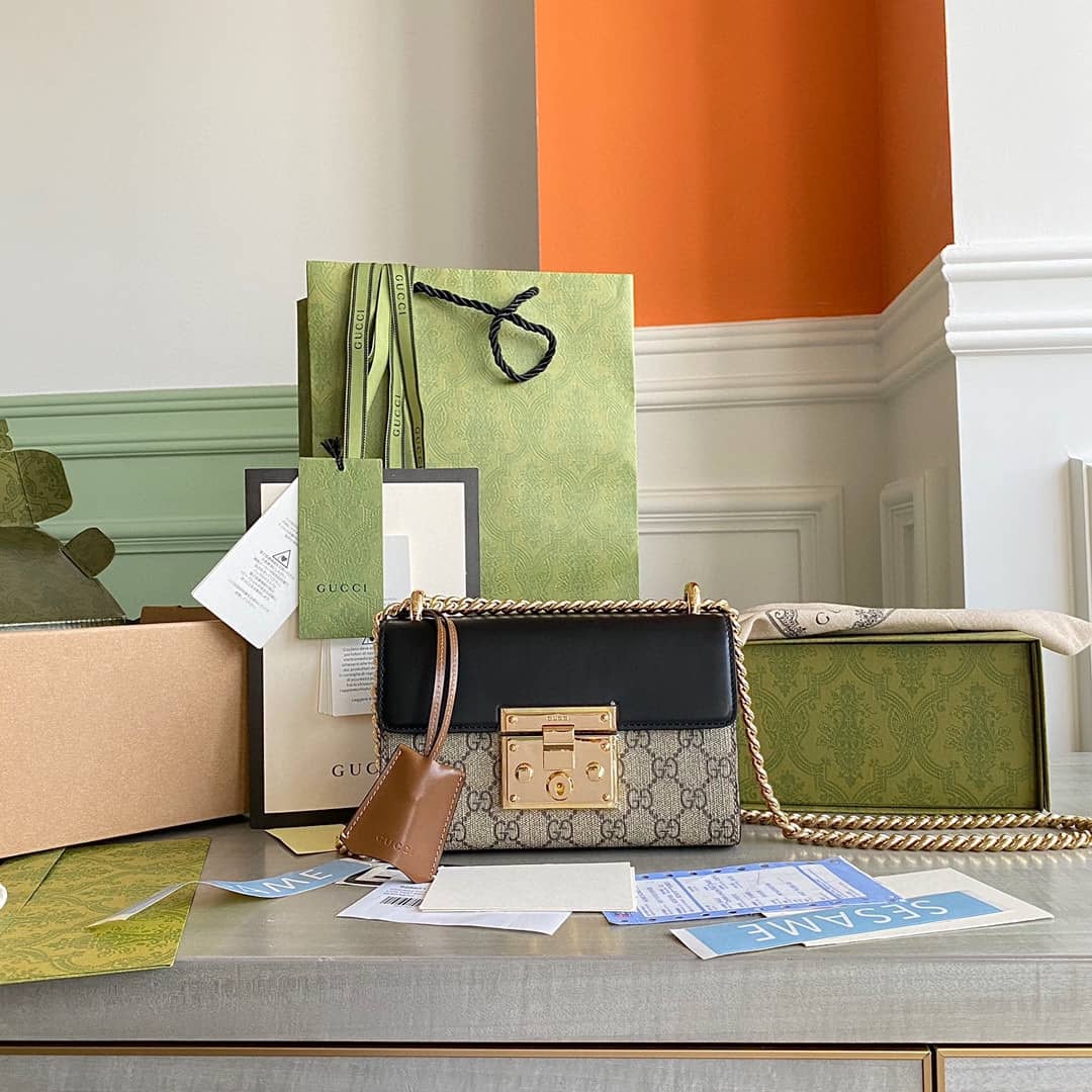 Best Replica Gvc*1 Padlock Small GG Chain Shoulder Bag Replica Black 409487(ColaReps)