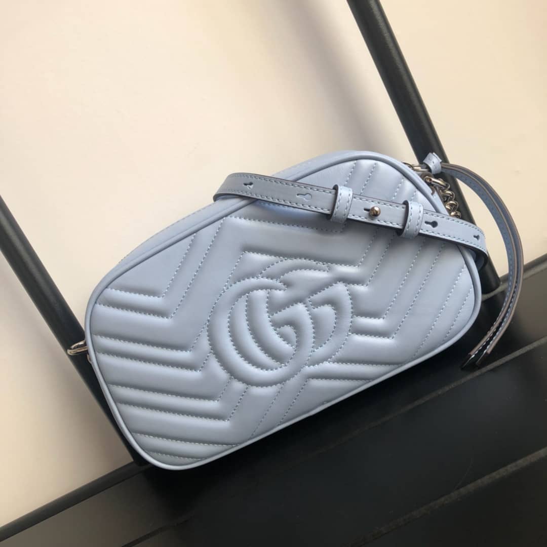 Gvc*1 GG Marmont Small Shoulder Handbag Camera Bag Replica Blue 447632