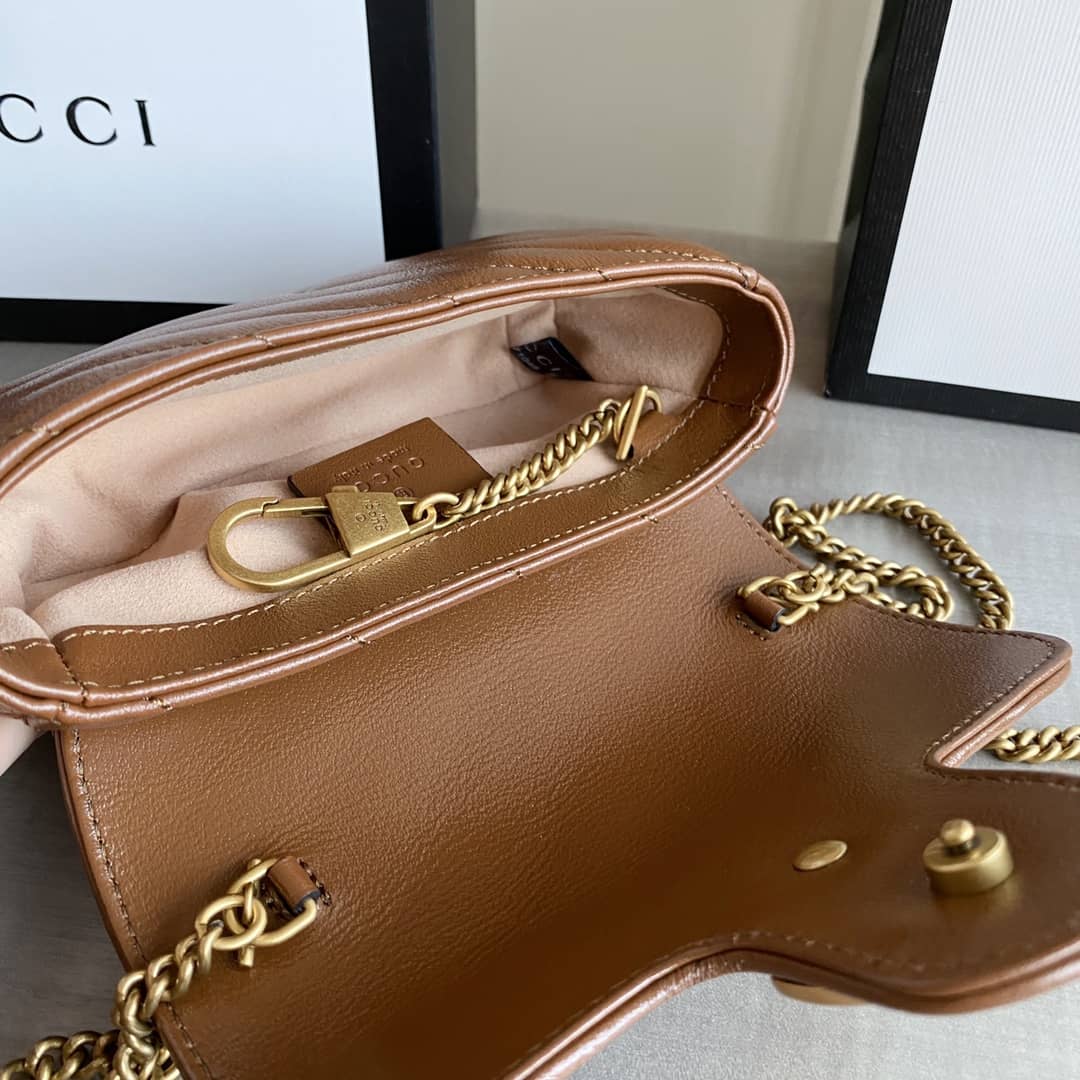 Gvc*1 GG Marmont Matelasse Leather Mini Shoulder Bag Replica Brown 476433