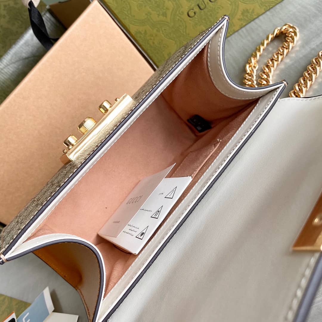 Gvc*1 Padlock Small GG Chain Shoulder Bag Replica White 409487