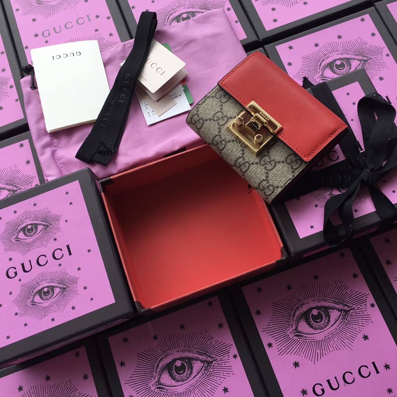 Gvc*1 Padlock Bee Star Print Calfskin Wallet Replica 453155