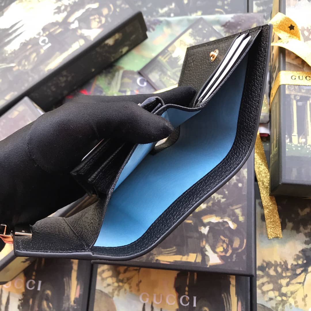 Gvc*1 Padlock Bee Star Print Calfskin Wallet Replica 453155