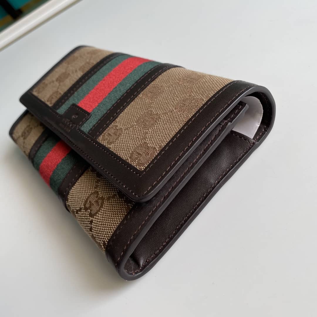 Gvc*1 Monogram Vintage Web Long Button Canvas Wallet