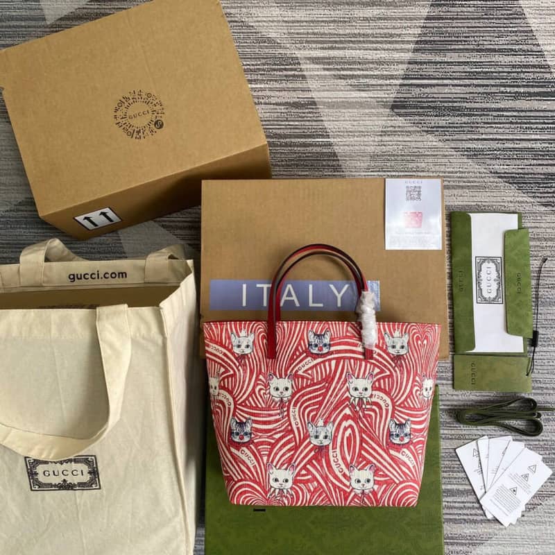 Gvc*1 Children GG Svp*me Canvas Replica Tote Red 410812