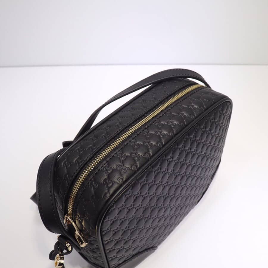 Gvc*1 Bree Gvc*1ssima GG Leather Canvas Camera Bag Replica Black 449413