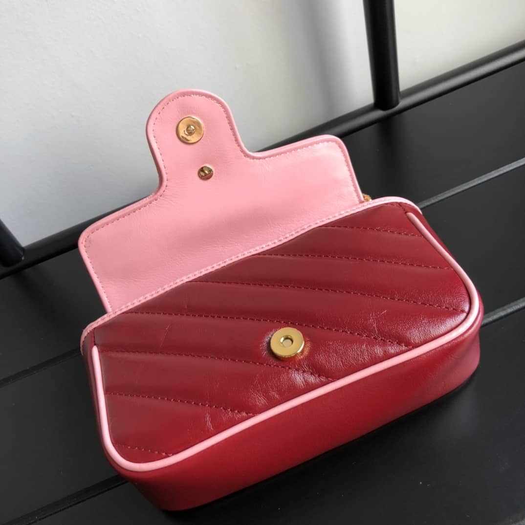 Gvc*1 GG Marmont Mini Matelasse Leather Shoulder Bag Replica Red 574969