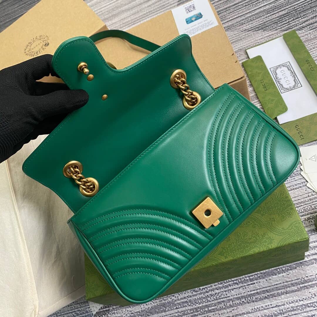 Gvc*1 GG Marmont Matelasse Shoulder Bag Replica Green 443497