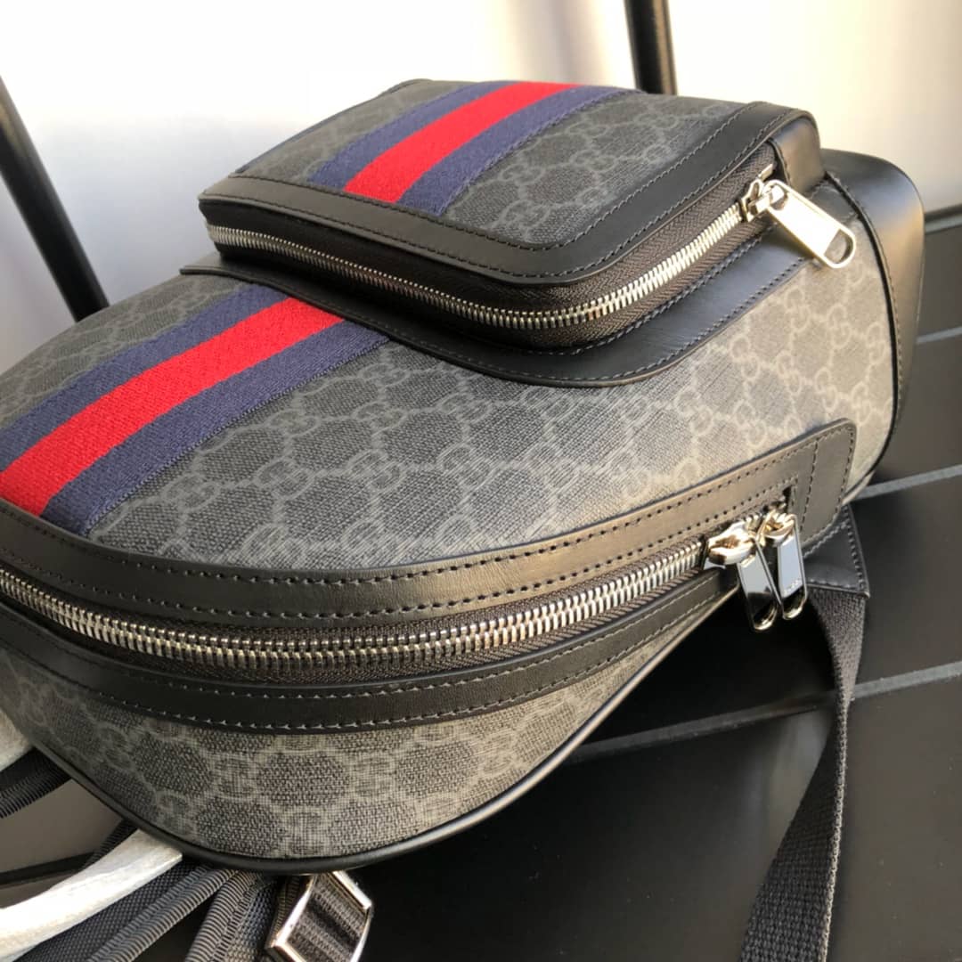 Gvc*1 Ophidia Flora Small GG Svp*me Canvas Replica Backpack Gray 547965