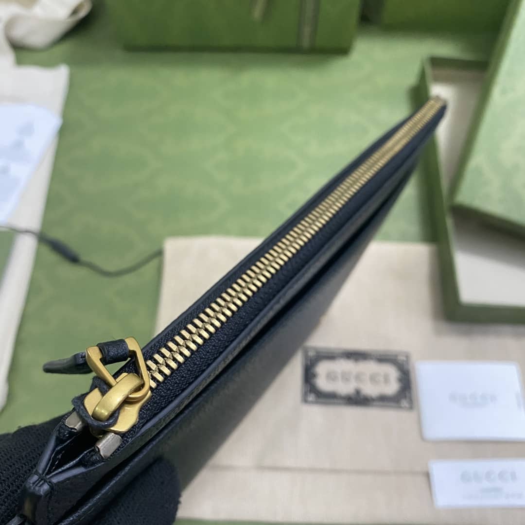 Gvc*1 GG Marmont Black Leather Pouch Replica 658562