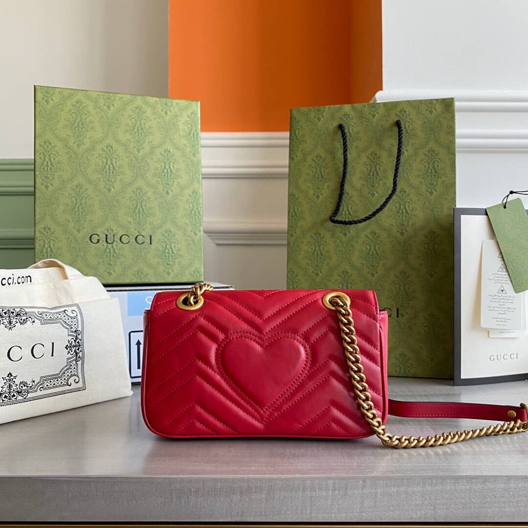 Gvc*1 GG Marmont Matelasse Shoulder Bag Replica Red 443497